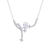 Asfour Crystal Chain Necklace With Art deco Desing In 925 Sterling Silver-ND0455